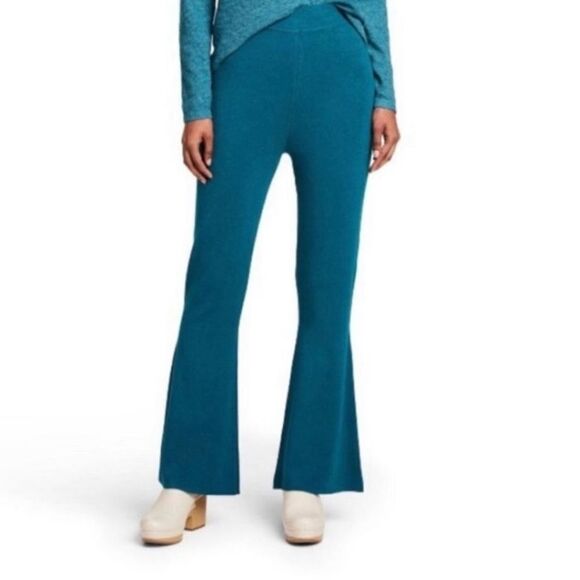 Victor Glemaud xTarget Large High Rise Flare Knit Pants Teal Sweater Bell Bottom - Picture 1 of 5
